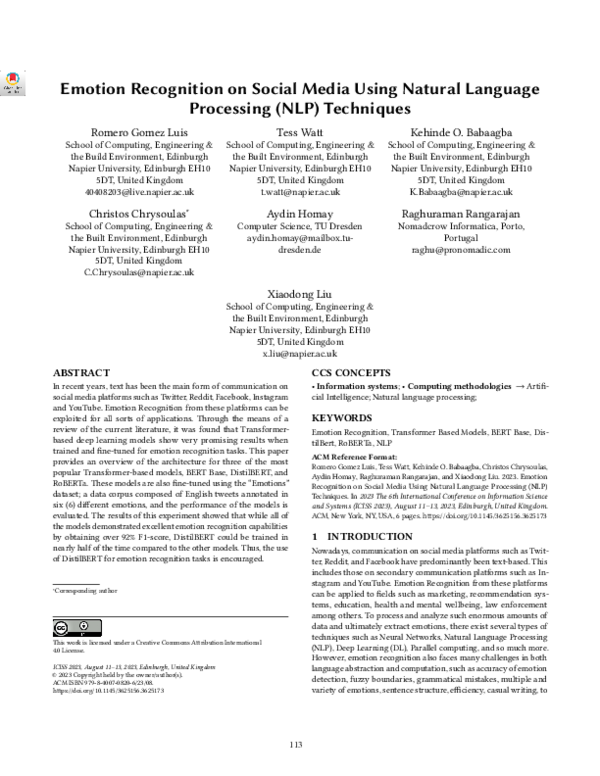 (PDF) Emotion Recognition on Social Media Using Natural Language ...