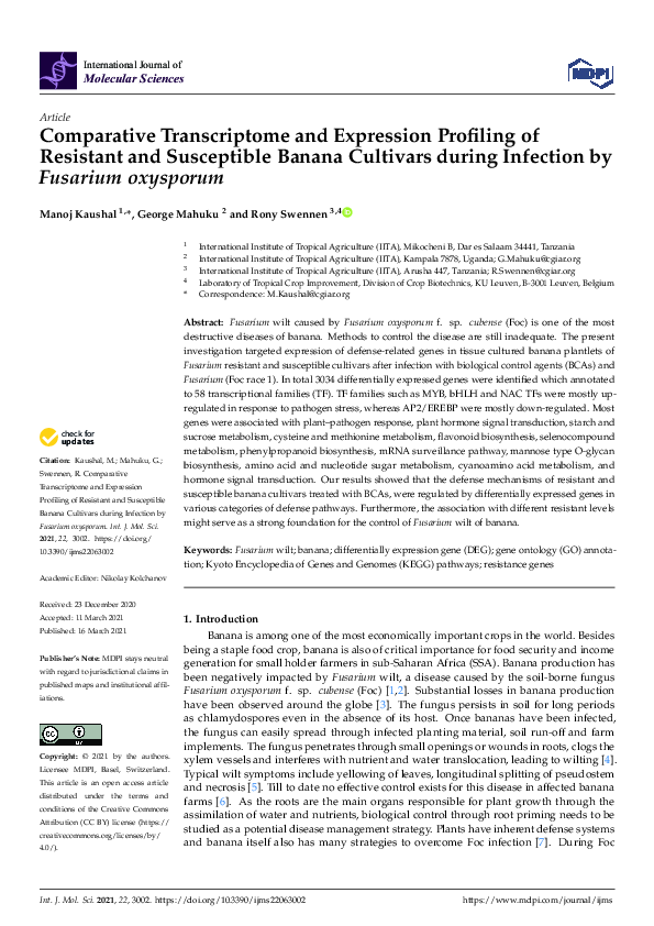 (PDF) Comparative Transcriptome and Expression Profiling of Resistant ...