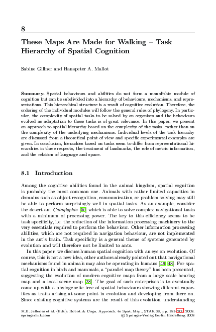 (PDF) These Maps Are Made for Walking – Task Hierarchy of Spatial Cognition
