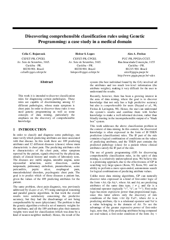 (PDF) Discovering comprehensible classification rules using genetic ...