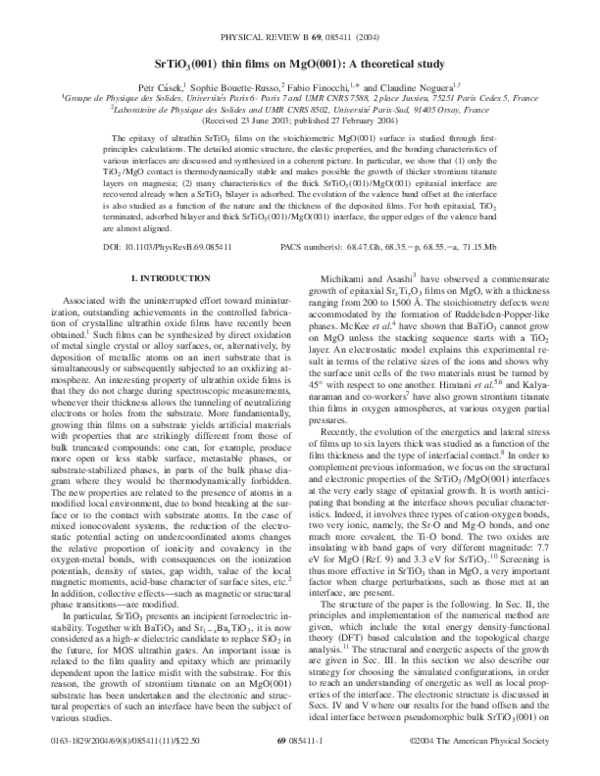 (PDF) SrTiO 3 (001) thin films on