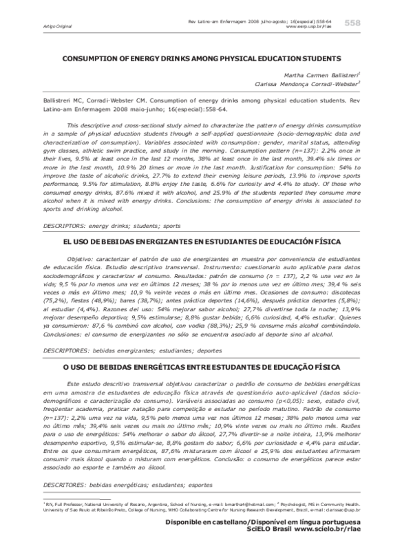 (PDF) Consumption of energy drinks among physical education students