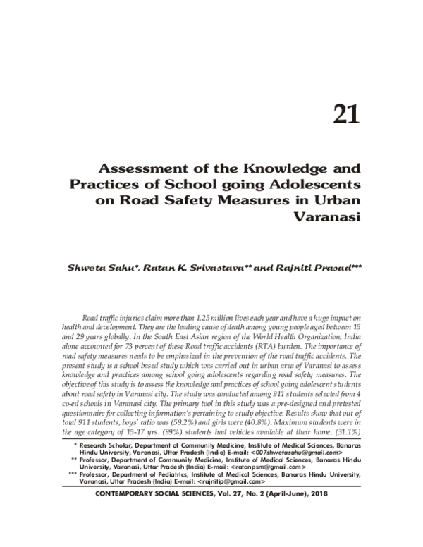 (PDF) Assessment of the Knowledge and Practices of School going ...