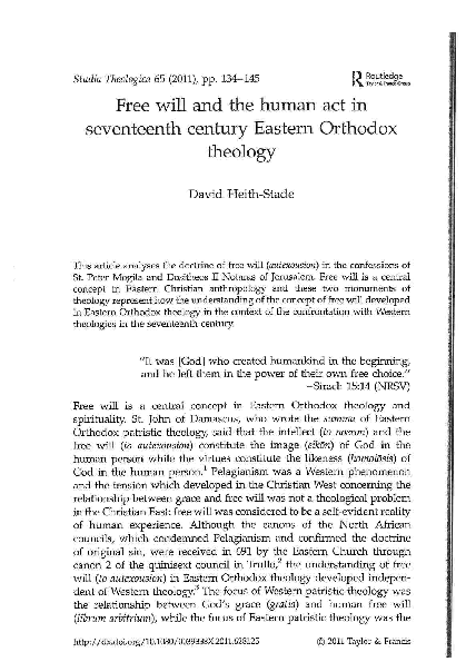 (PDF) Free will and the human act in seventeenth century Eastern ...