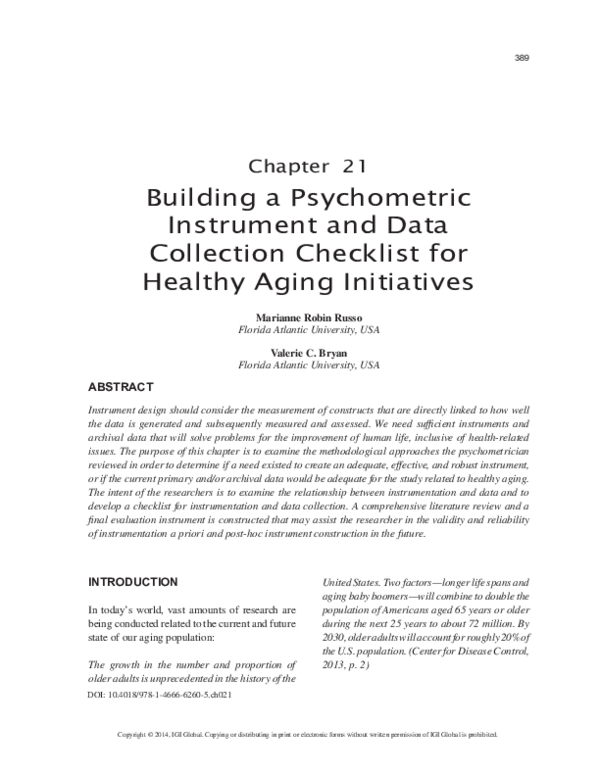 (PDF) Building a Psychometric Instrument and Data Collection Checklist ...