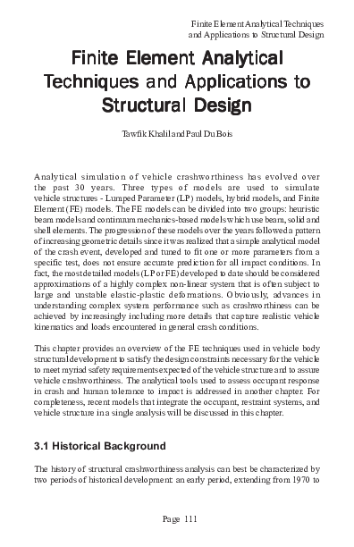 (PDF) Finite Element Analytical Techniques and Applications to ...