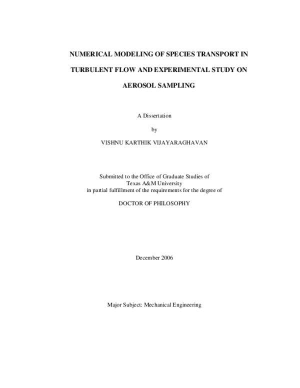 (PDF) Numerical modeling of species transport in turbulent flow and ...