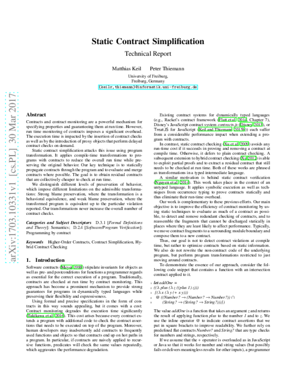 (PDF) Static Contract Simplification