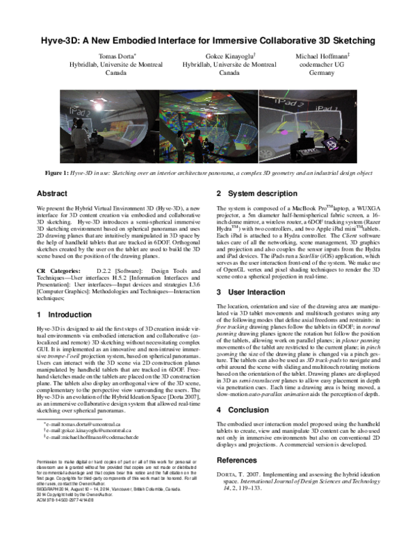(PDF) Hyve-3D: A New Embodied Interface for Immersive Collaborative 3D ...