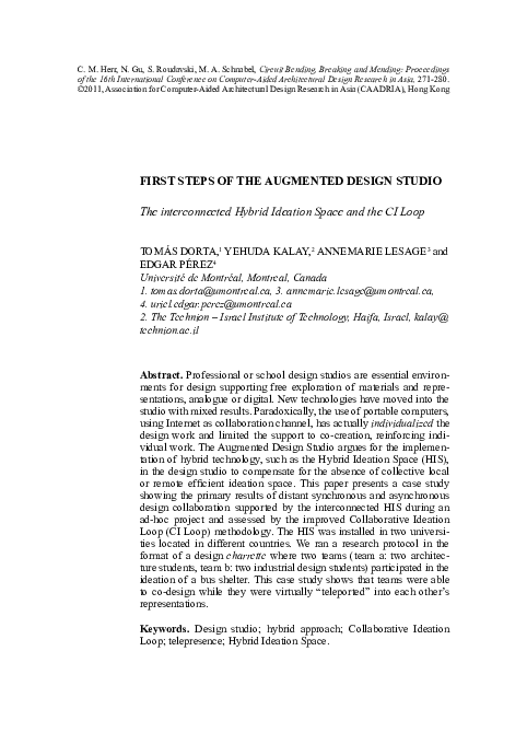 (PDF) First steps of the augmented design studio: The interconnected ...