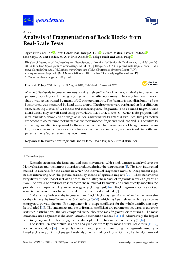 (PDF) Analysis of Fragmentation of Rock Blocks from Real-Scale Tests