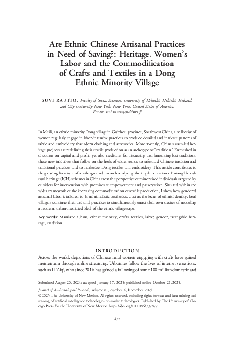 (PDF) Are Ethnic Chinese Artisanal Practices in Need of Saving ...
