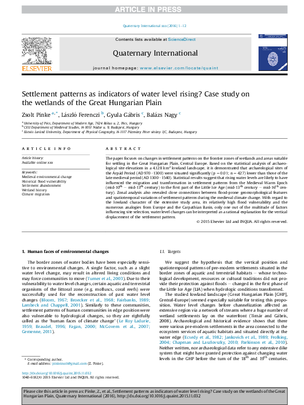 (PDF) Settlement patterns as indicators of water level rising? Case ...