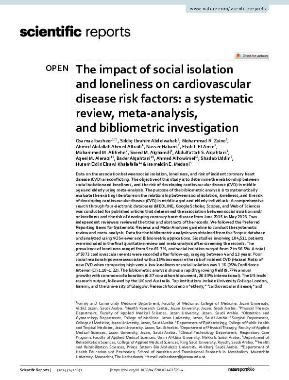 (PDF) The impact of social isolation and loneliness on cardiovascular ...