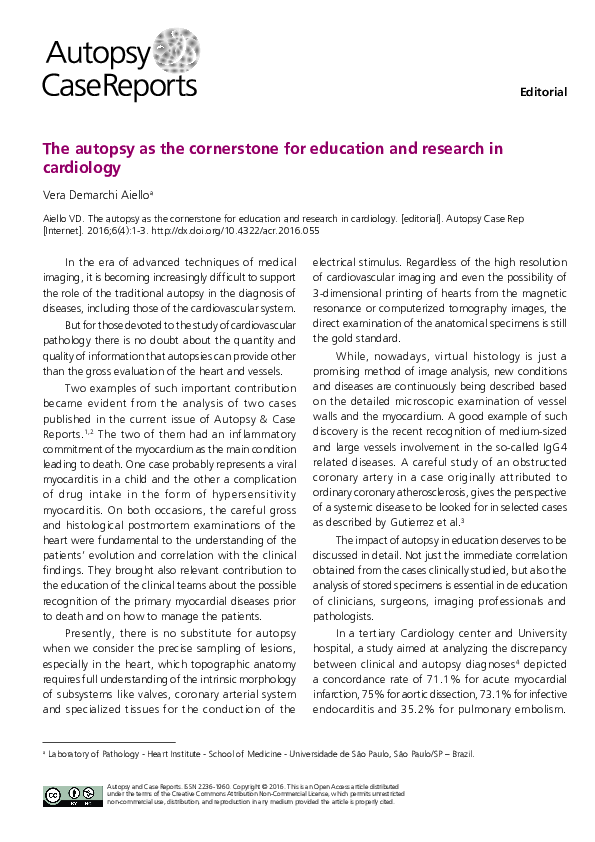 (PDF) The autopsy as the cornerstone for education and research in ...
