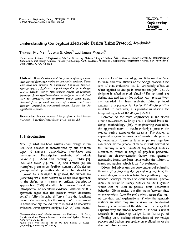 (PDF) Understanding conceptual electronic design using protocol analysis