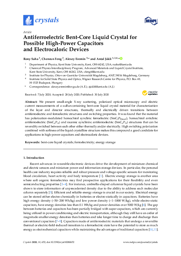 (PDF) Antiferroelectric Bent-Core Liquid Crystal for Possible High ...