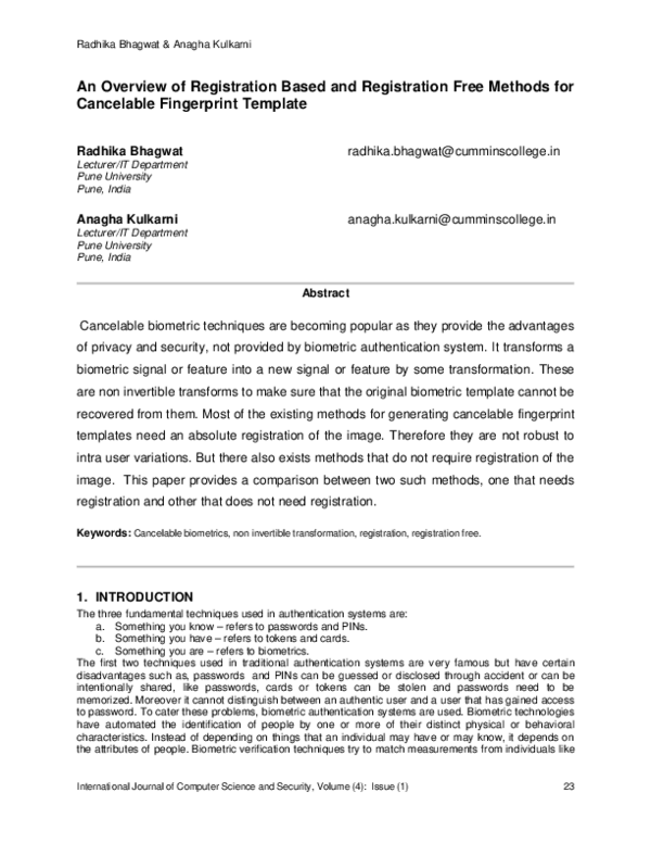 (PDF) An Overview of Registration Based and Registration Free Methods ...