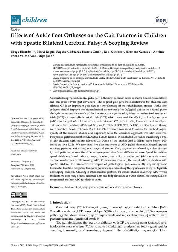 (PDF) Effects of Ankle Foot Orthoses on the Gait Patterns in Children ...