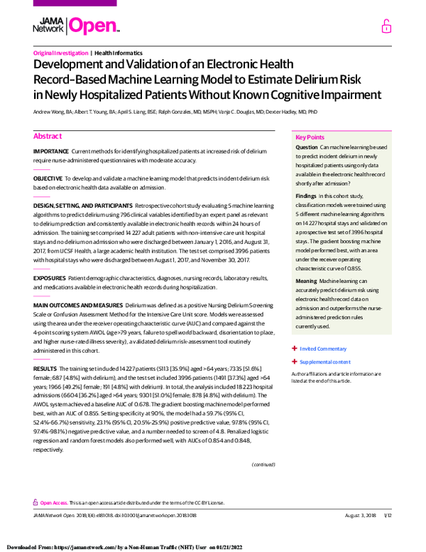 (PDF) Development and Validation of an Electronic Health Record–Based ...