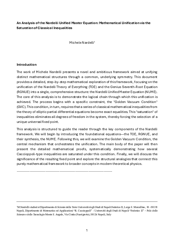 (PDF) An Analysis of the Nardelli Unified Master Equation: Mathematical ...