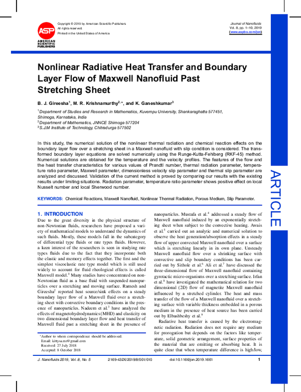 (PDF) Nonlinear Radiative Heat Transfer and Boundary Layer Flow of ...