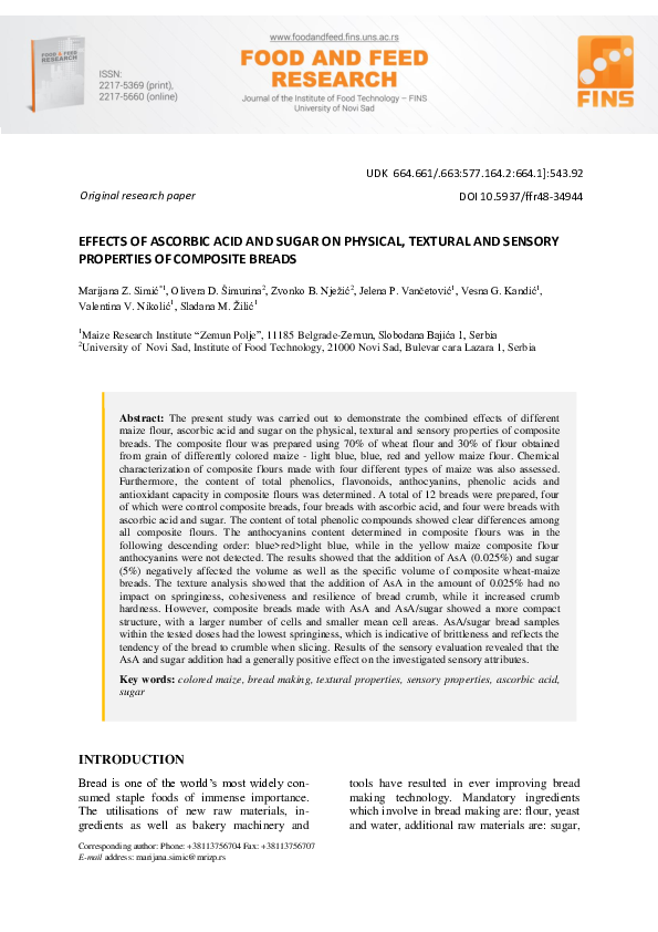 (PDF) Effects of Ascorbic Acid and Sugar on Physical, Textural and ...