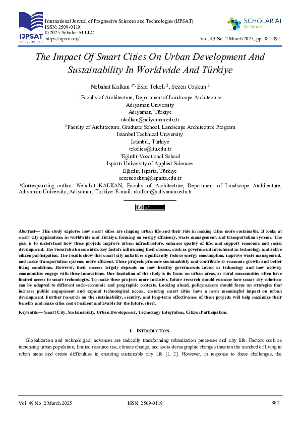 (PDF) The Impact Of Smart Cities On Urban Development And ...
