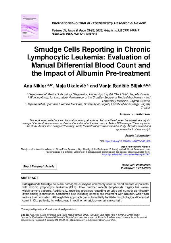 (PDF) Smudge Cells Reporting in Chronic Lymphocytic Leukemia ...