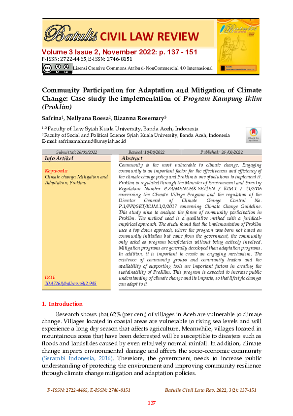 (PDF) Community Participation for Adaptation and Mitigation of Climate ...