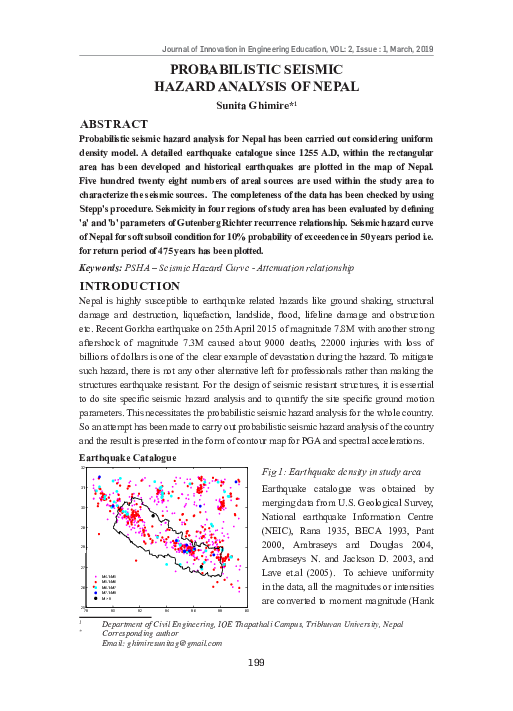 (PDF) Probabilistic seismic hazard analysis of Nepal