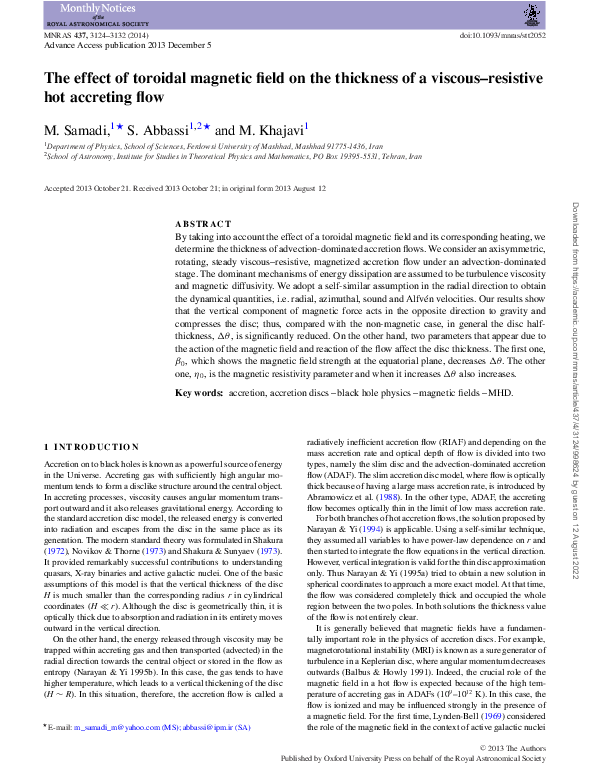 (PDF) The effect of toroidal magnetic field on the thickness of a ...