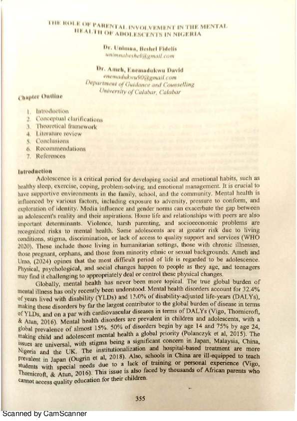 (PDF) THE ROLE OF PARENTAL INVOLVEMENT IN THE MENTAL HEALTH OF ...