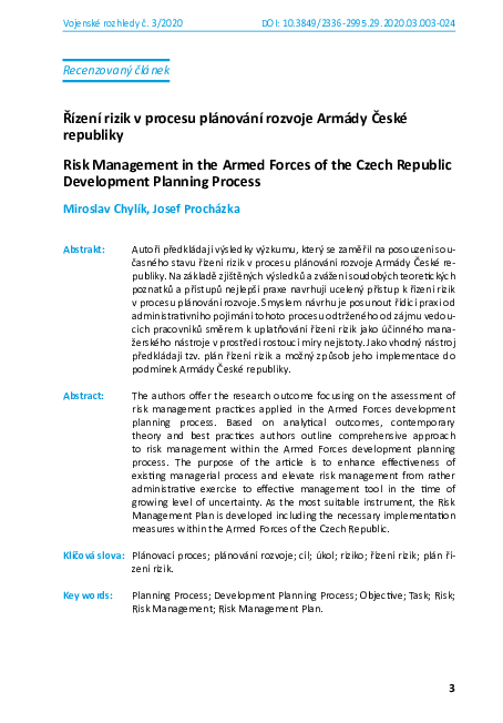 (PDF) Risk Management in the Armed Forces of the Czech Republic ...
