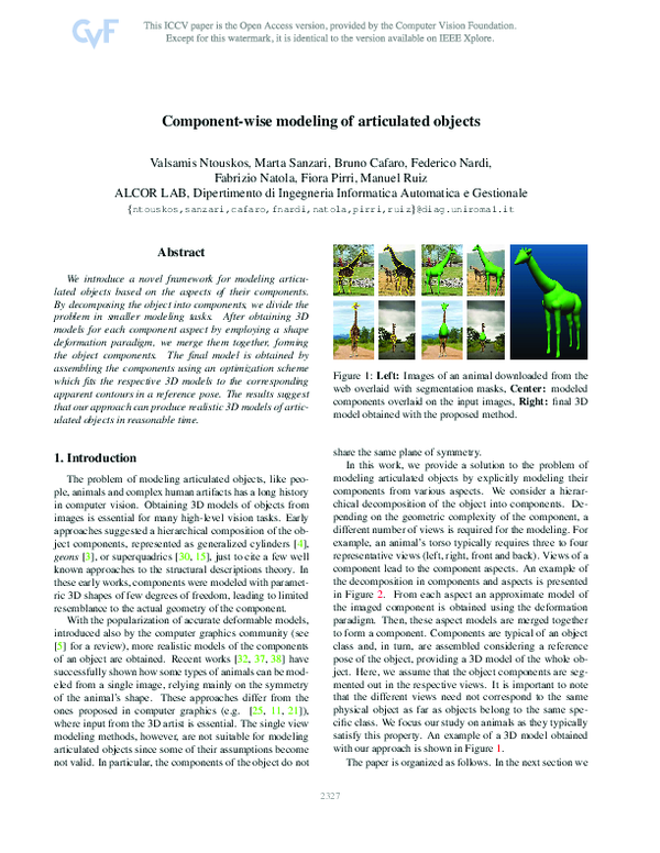 (PDF) Component-Wise Modeling of Articulated Objects