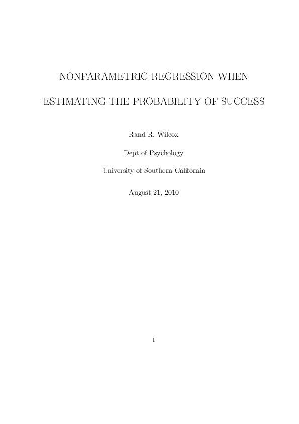 (PDF) Nonparametric Regression When Estimating the Probability of ...