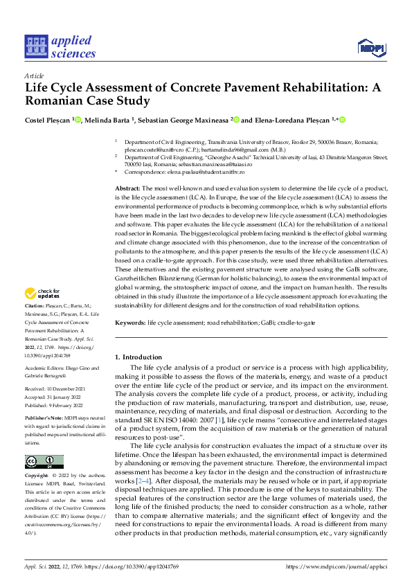 (PDF) Life Cycle Assessment of Concrete Pavement Rehabilitation: A ...