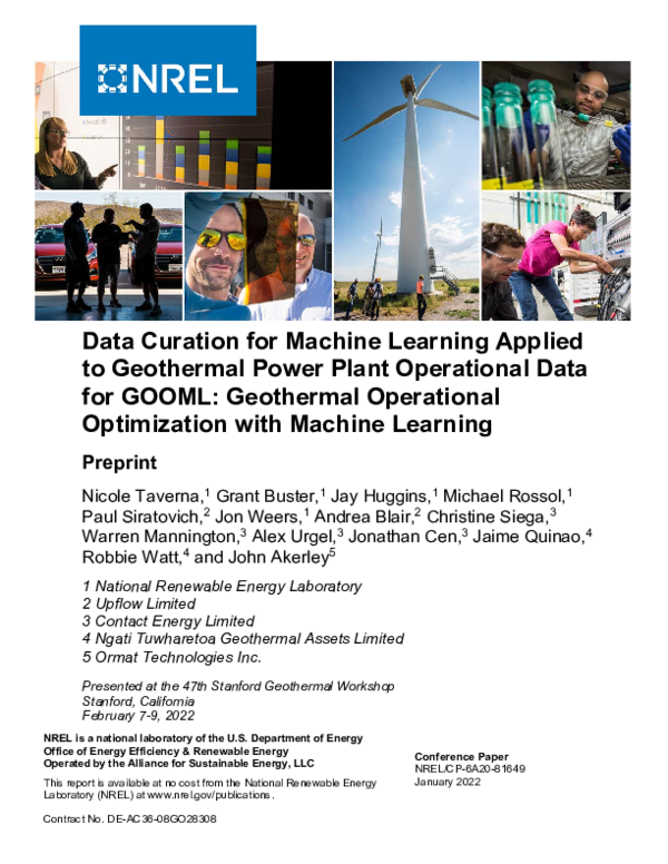 (PDF) Data Curation for Machine Learning Applied to Geothermal Power ...