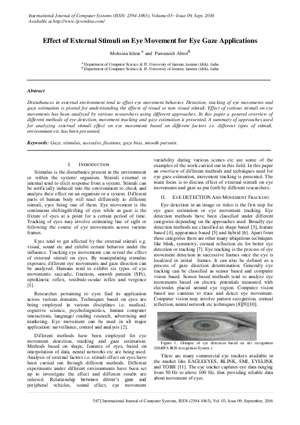 (PDF) Effect of External Stimuli on Eye Movement for Eye Gaze Applications