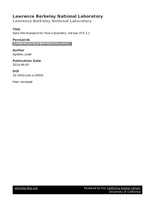 (PDF) Data File Standard for Flow Cytometry, Version FCS 3.2