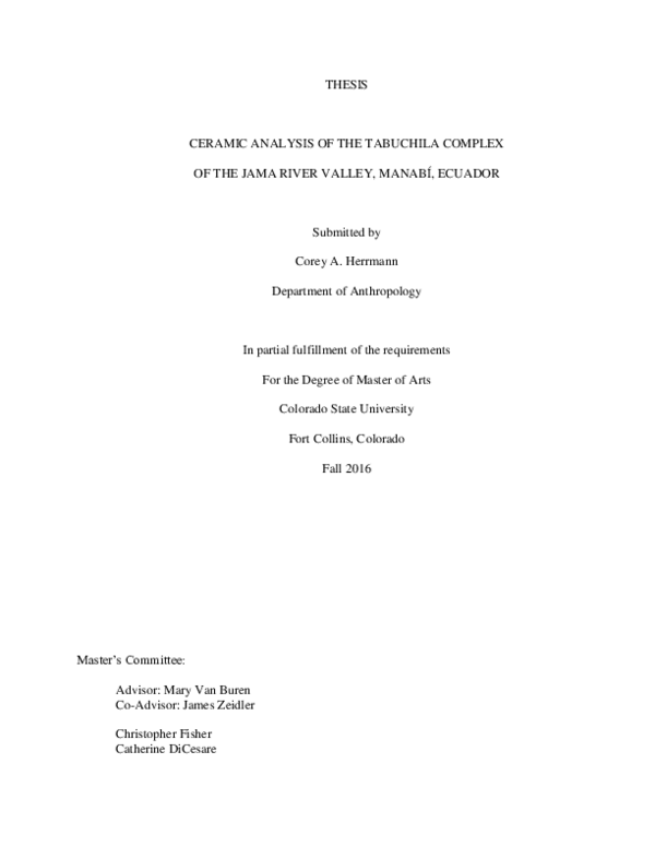 (PDF) Ceramic analysis of the Tabuchila Complex of the Jama River ...
