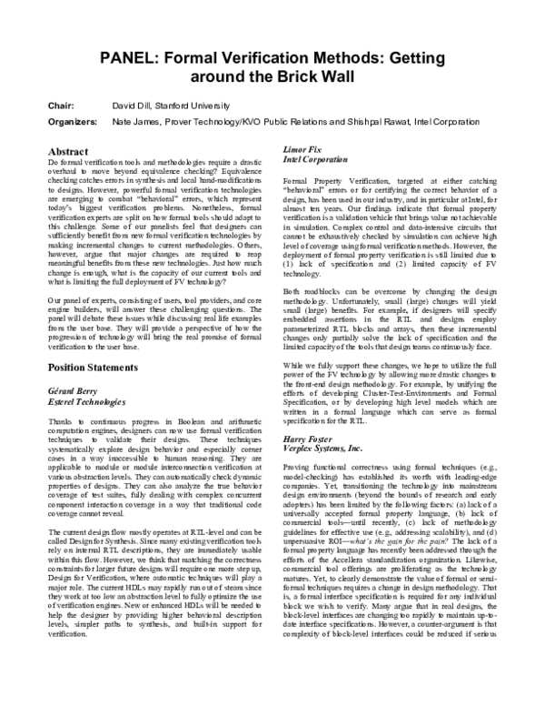 (PDF) Formal verification methods