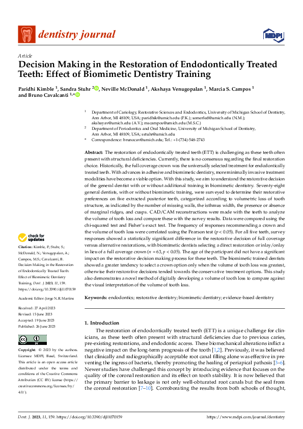 (PDF) Decision Making in the Restoration of Endodontically Treated ...