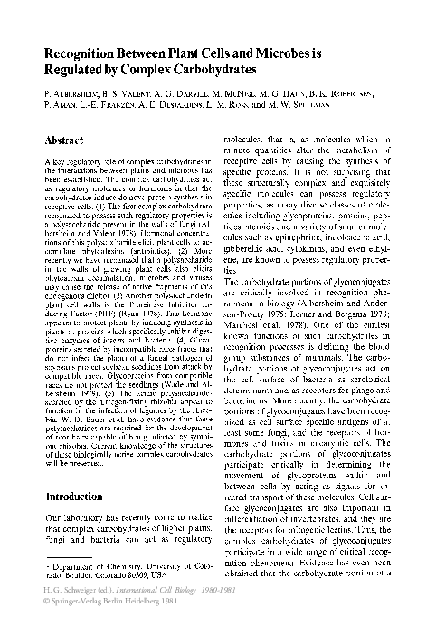 (PDF) Recognition Between Plant Cells and Microbes is Regulated by ...