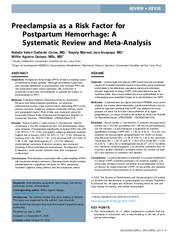 (PDF) Preeclampsia as a Risk Factor for Postpartum Hemorrhage: A ...