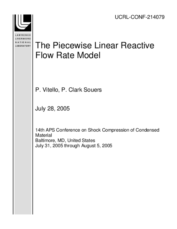 (PDF) The Piece Wise Linear Reactive Flow Rate Model