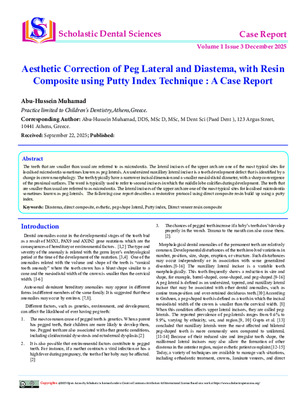 (PDF) Aesthetic Correction of Peg Lateral and Diastema, with Resin ...