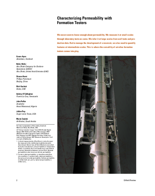 (PDF) Characterizing permeability with formation testers