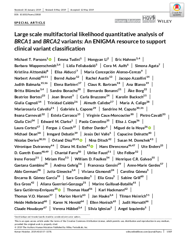 (PDF) Large scale multifactorial likelihood quantitative analysis of ...