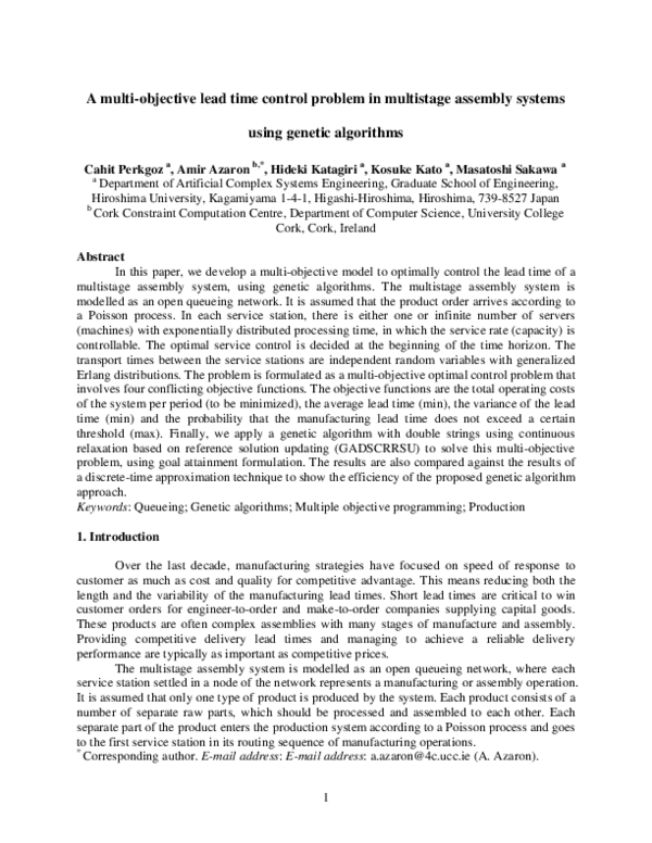 (PDF) A multi-objective lead time control problem in multi-stage ...